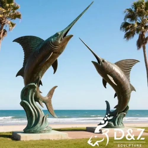 Large Bronze Sailfish Statue | Coastal Outdoor Art DZN186-6