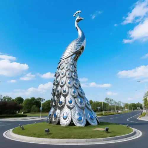 Stainless Steel Garden Peacock Sculpture Metal Art DZN165-2