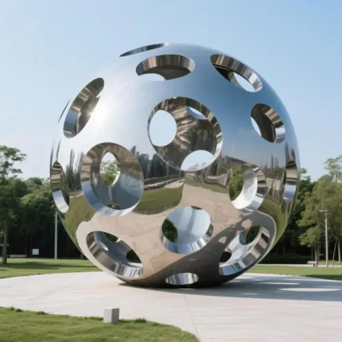 Geometric Metal Cutout Sphere Sculpture | Large Outdoor Art DZN175-1
