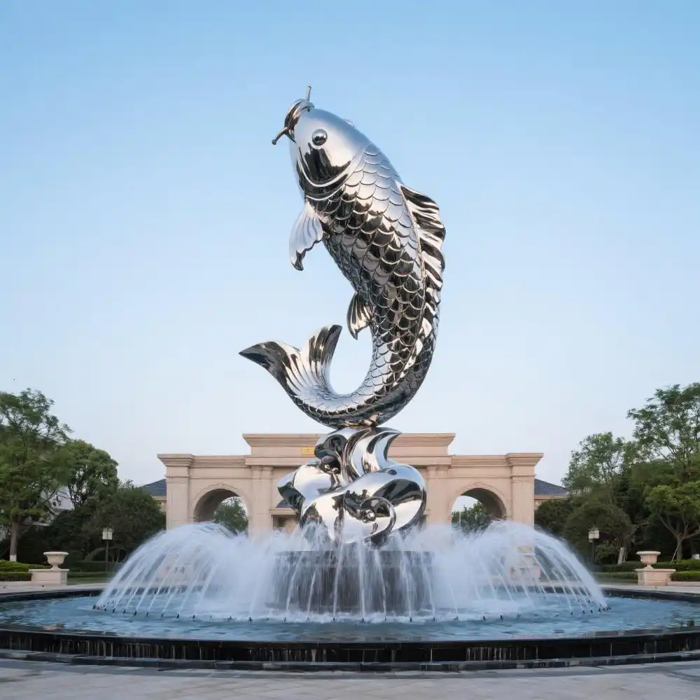 Koi Fish Fountain - Modern Garden Koi Sculpture for Sale DZN145-1