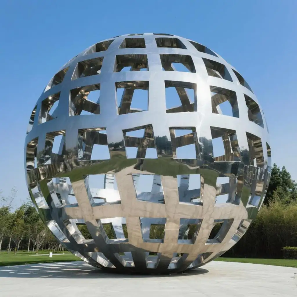 Geometric Metal Cutout Sphere Sculpture | Large Outdoor Art DZN175-5