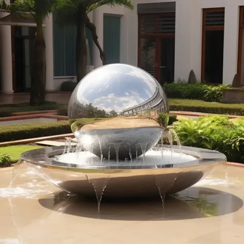Sphere Metal Sculpture Water Features Geometric Mirror Fountain DZN141-1