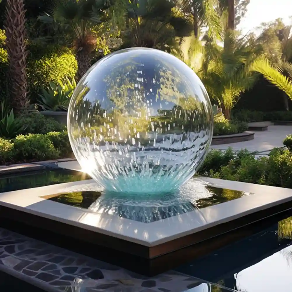 Crystal Acrylic Sphere Fountain with Stainless Steel Base DZN148-1