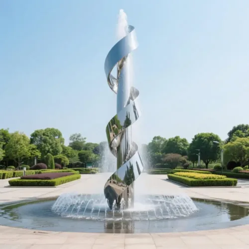Modern Abstract Metal Ribbon Sculpture Fountain DZN134-2