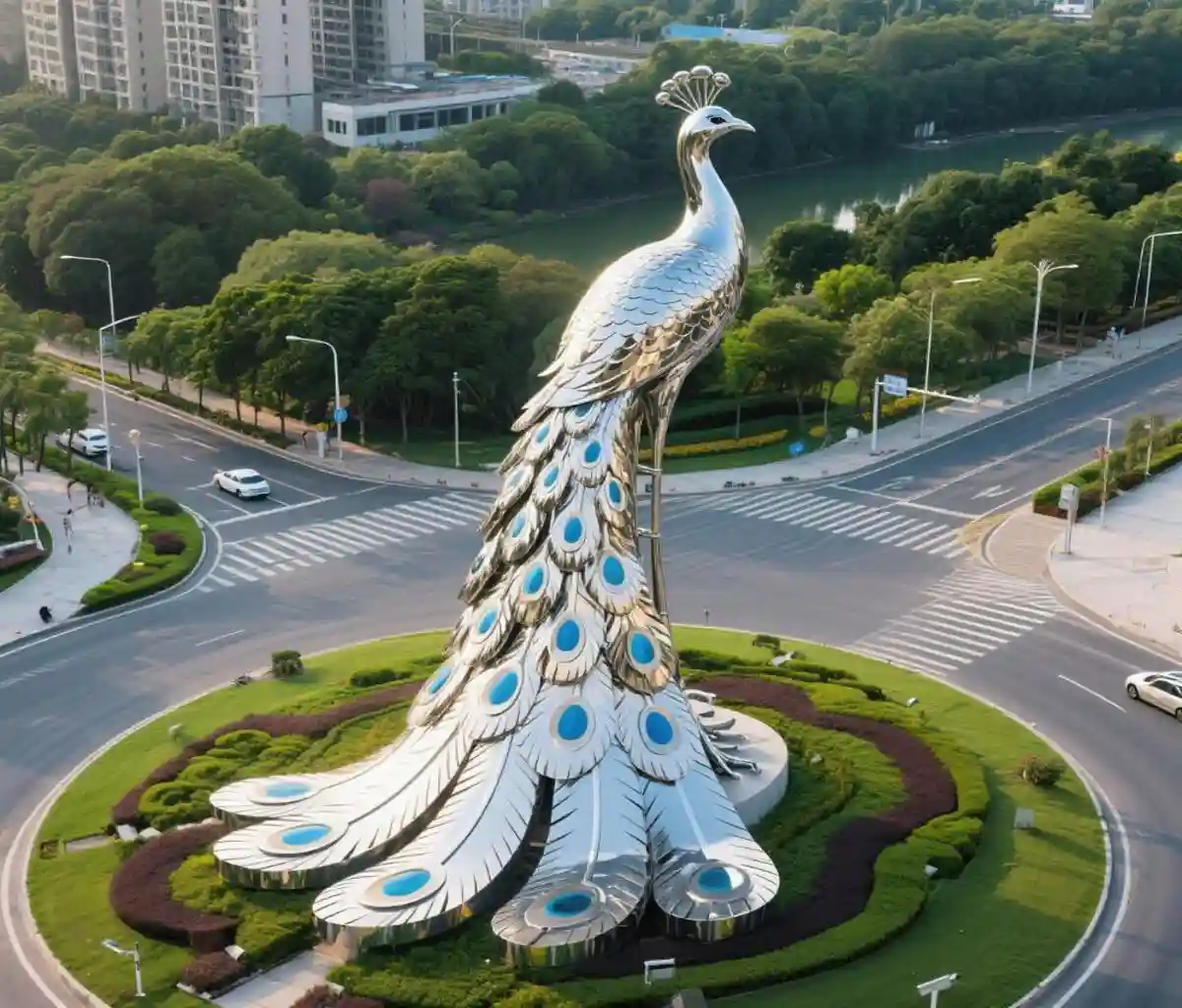 Stainless Steel Garden Peacock Sculpture Metal Art DZN165-0