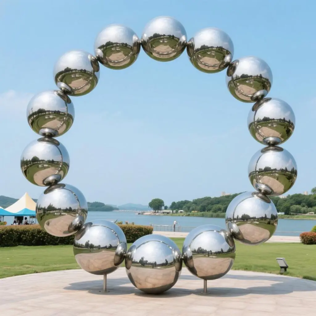 Metal Ring-Shaped Ball Sculpture – Circle Garden Decor DZN130-1