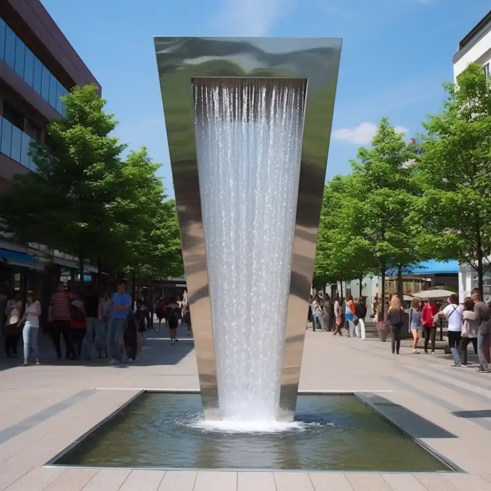 Inverted Trapezoidal Geometric Fountain Metal Outdoor Decor DZN150-1