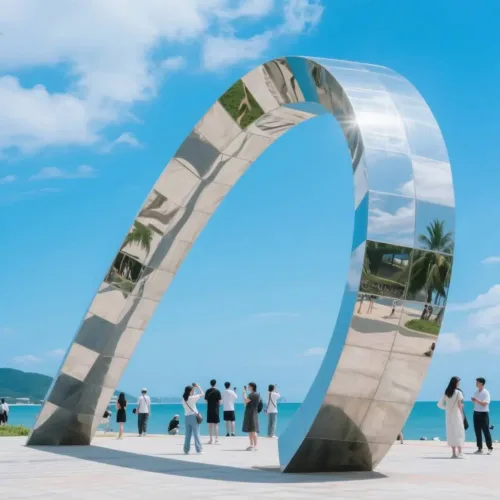 Mirror Polished Metal Arch Sculpture Water Feature DZN143-1 Mirror Polished Metal Arch Sculpture Water Feature DZN143-1