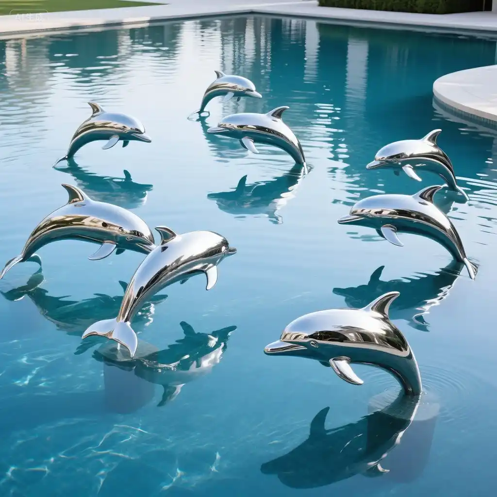 Outdoor Mirror Metal Large Dolphin Sculpture for Sale DZN151-1