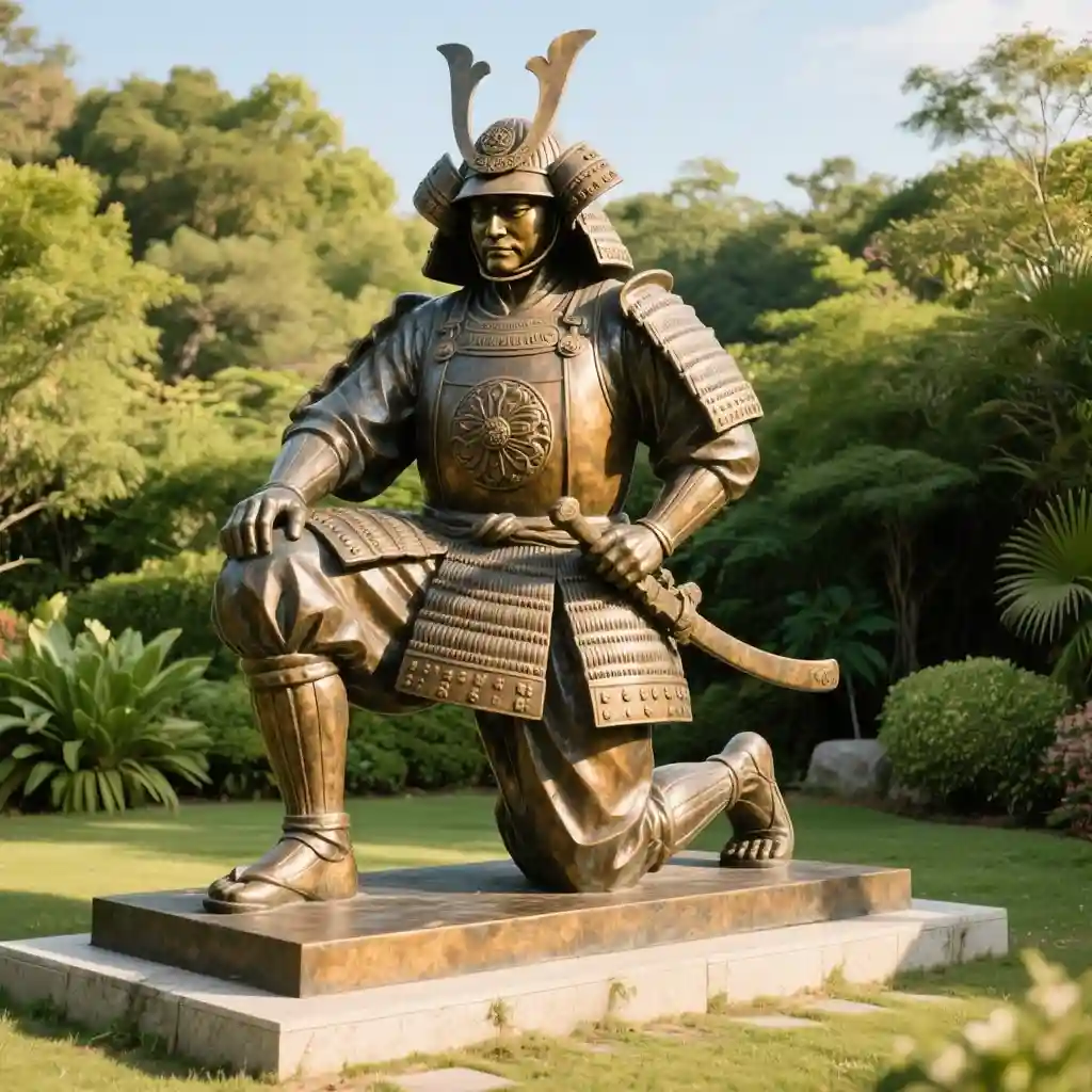 Life-Size Japanese Bronze Samurai Warrior Statue for Sale DZN178-2