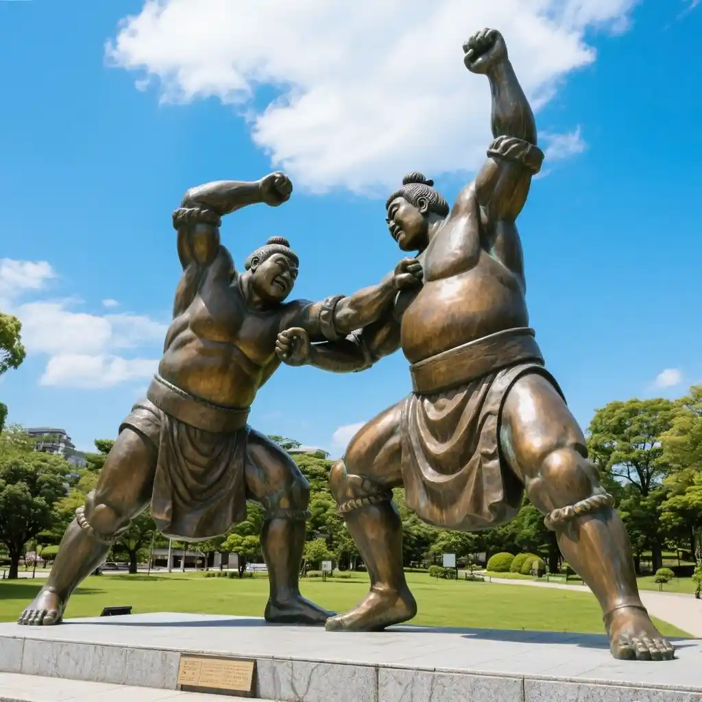Bronze Sumo Wrestler Statue | Garden Dynamic Japanese Art DZN182-1