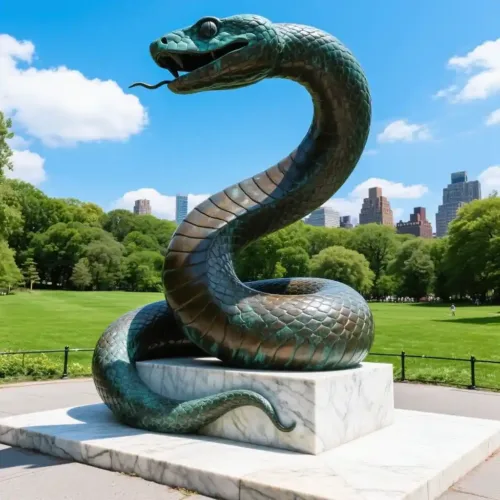 Coiled Bronze Snake Sculpture | Custom Outdoor Large Art DZN181-1