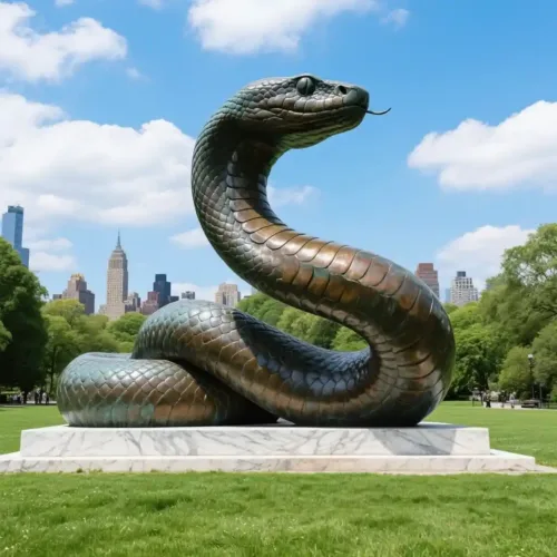 Coiled Bronze Snake Sculpture | Custom Outdoor Large Art DZN181-4