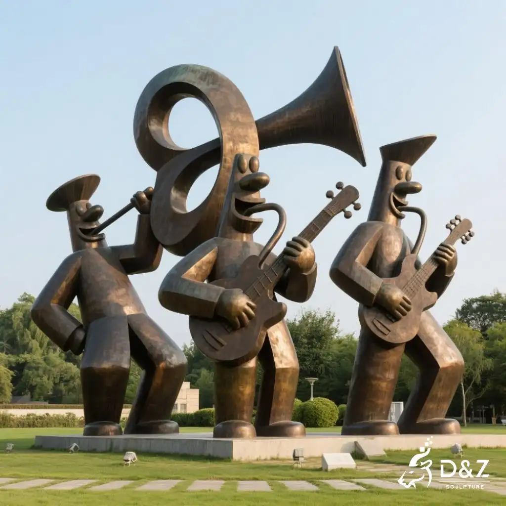Large Bronze Funny Musician Statue | Outdoor Band Art DZN189-1