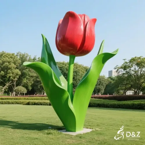 Large Metal Tulip Sculpture | Modern Garden Flower Art DZN205-1