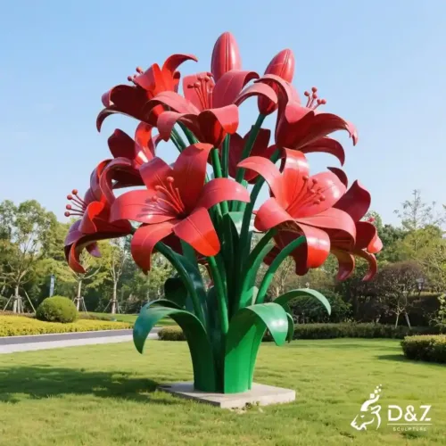 Large Stainless Steel Lily Sculpture for Garden DZN207-1