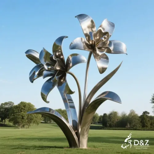 Beautiful Metal Orchid Sculpture | Large Outdoor Flower Decor DZN211-1