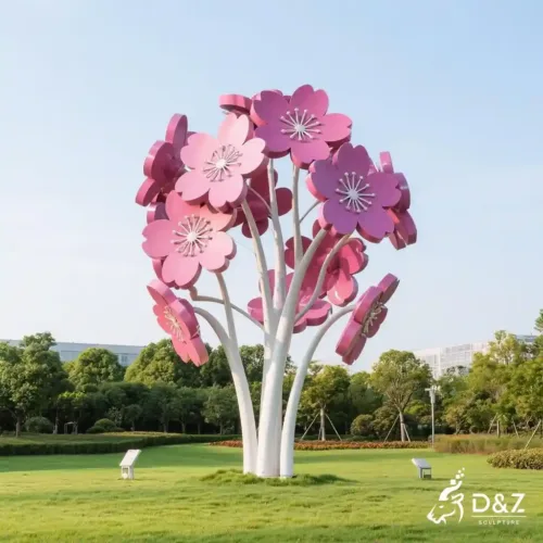 Metal Cherry Blossom Sculpture Outdoor Flower Decor for Sale DZN212-2