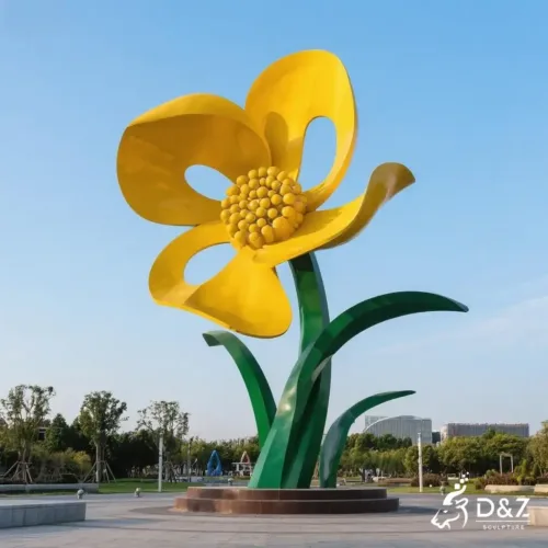 Yellow Flower Colorado Sculpture – Outdoor Flower Bloom Art DZN210-1