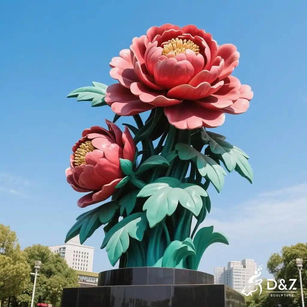 Peony Sculpture - Large Metal Floral Landmark Art DZN218-1