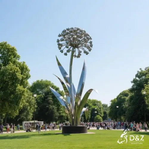 Large Metal Dianthus Sculpture | Outdoor Floral Landmark Art DZN231-1