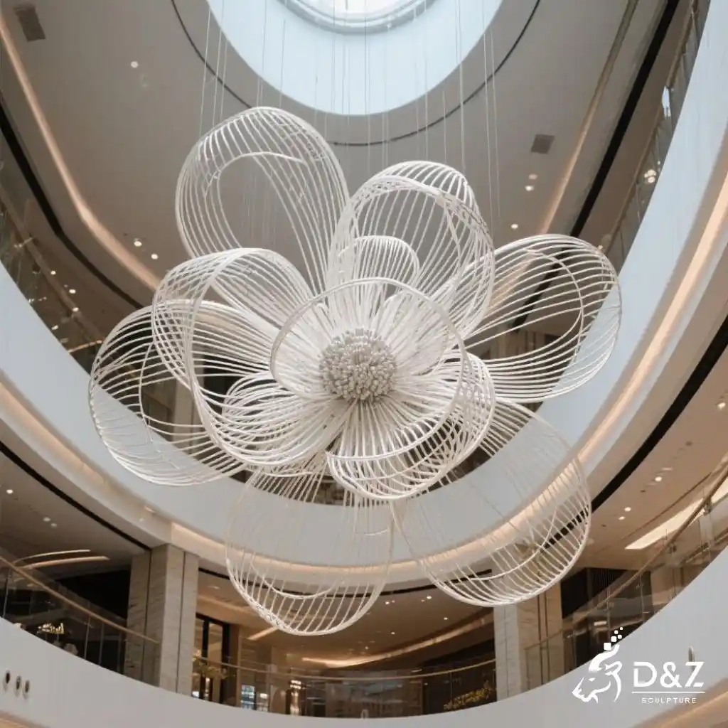 Large Wire Flower Sculpture | Modern Hanging Floral Art DZN232-1