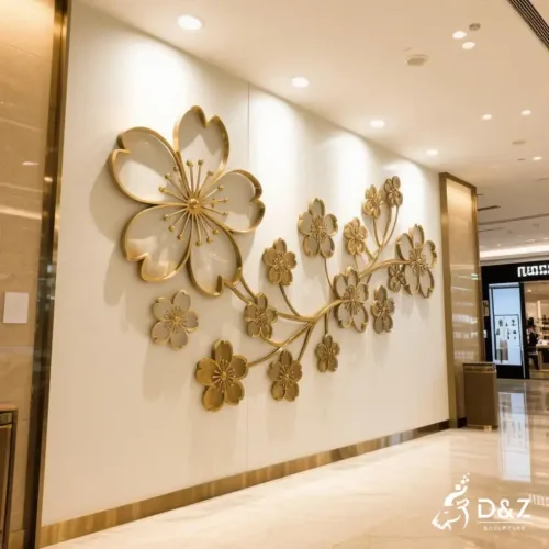 Cherry Blossom Wall Sculpture - Elegant Floral Metal Art DZN213-4