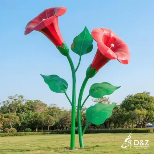 Large Metal Morning Glory Sculpture for Yard Ornaments DZN208-2