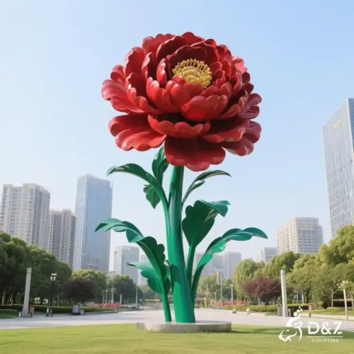 Peony Sculpture - Large Metal Floral Landmark Art DZN218-2