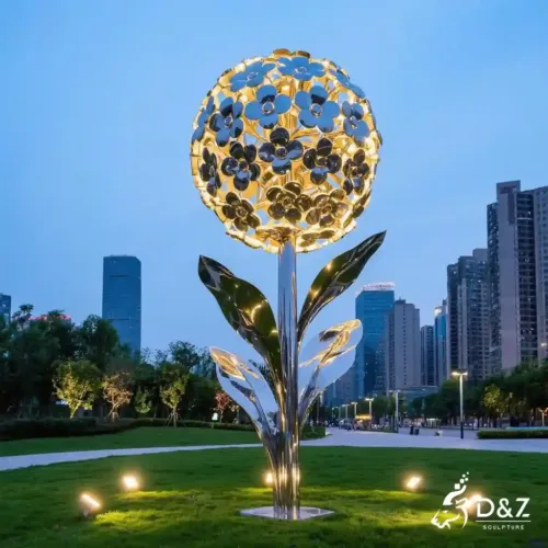 LED Light Hydrangea Sculpture Large Metal Floral Decor DZN220-2