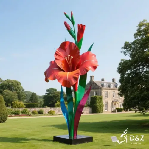 Gladiolus Sculpture – Large Stainless Steel Flower Art DZN227-2