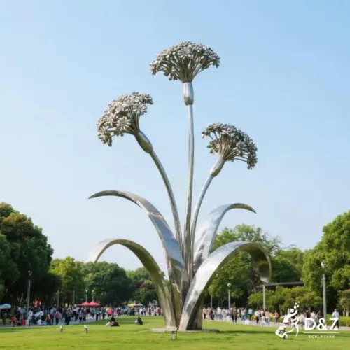 Large Metal Dianthus Sculpture | Outdoor Floral Landmark Art DZN231-2