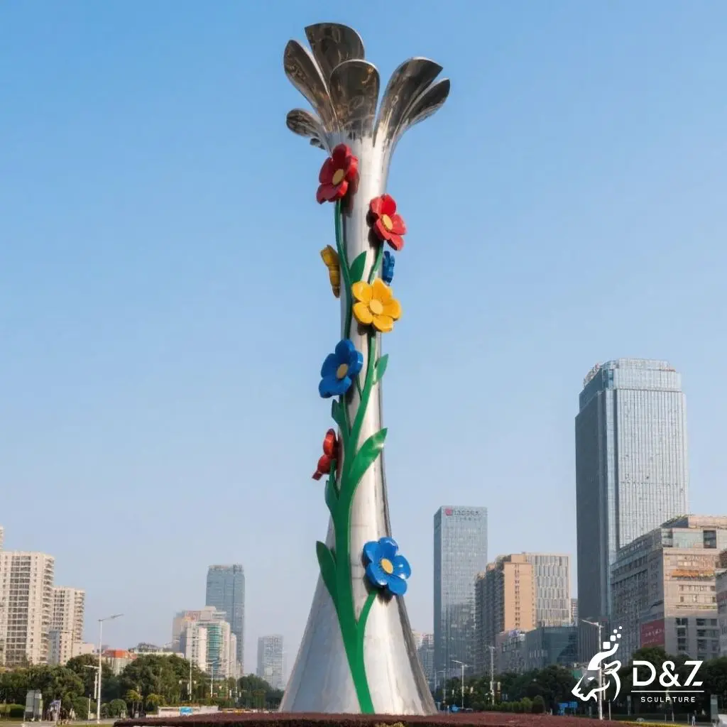 Large Metal Urban Art Sculpture | Flower Landmark for Sale DZN234-2