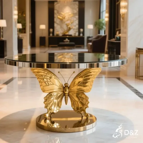Luxury Metal Table Sculpture and Chairs Butterfly Furniture DZN236-2