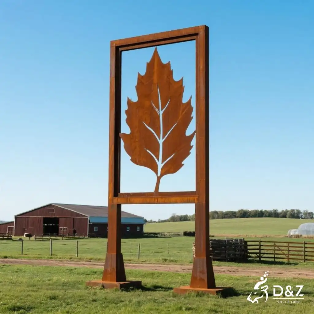 Large Corten Leaf Silhouette Metal Sculpture for Sale DZN193-2