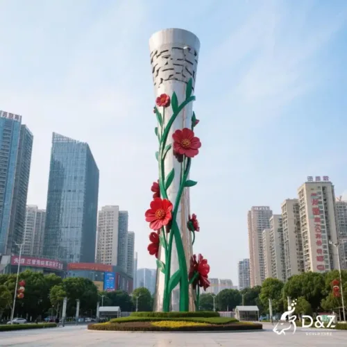 Large Metal Urban Art Sculpture | Flower Landmark for Sale DZN234-3