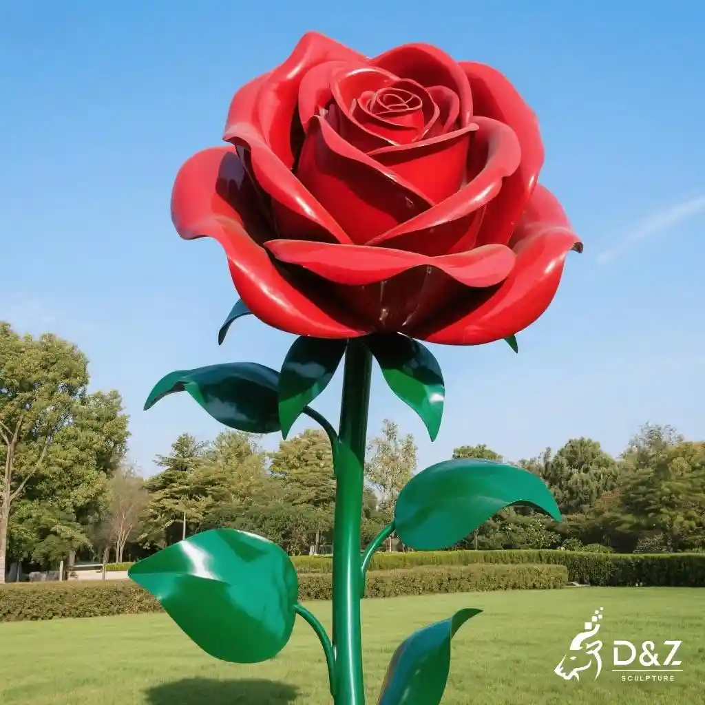 Metal Flower Rose Sculpture - Outdoor Floral Art DZN200-4