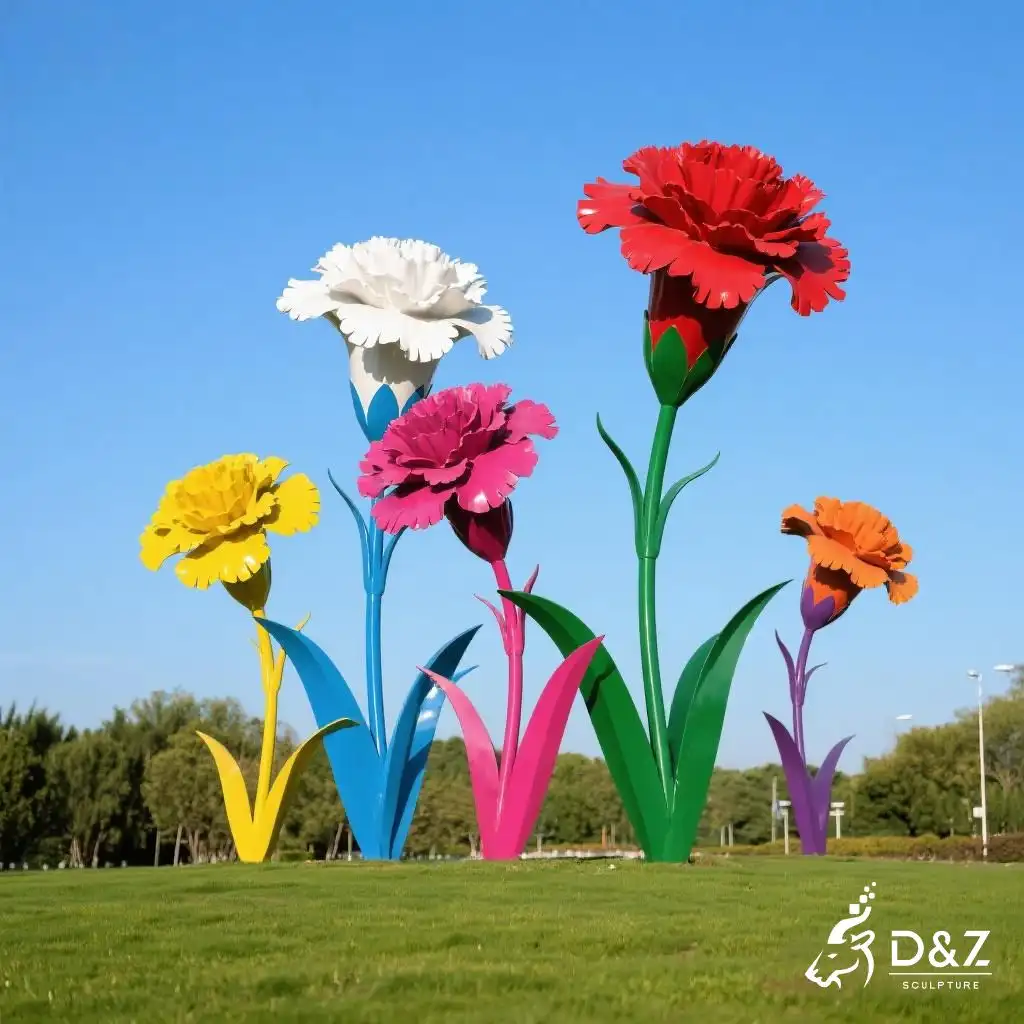 Carnation Sculpture – Large Outdoor Metal Flower Art DZN206-4