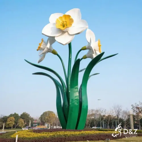 Large Metal Narcissus Sculpture | Outdoor Flower Landmark DZN217-4