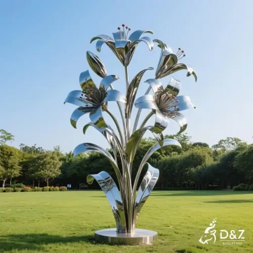 Large Stainless Steel Lily Sculpture for Garden DZN207-5 Large Stainless Steel Lily Sculpture for Garden DZN207-5