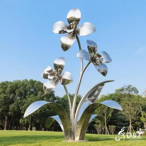Beautiful Metal Orchid Sculpture | Large Outdoor Flower Decor DZN211-5