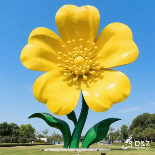 Yellow Flower Colorado Sculpture – Outdoor Flower Bloom Art DZN210-4