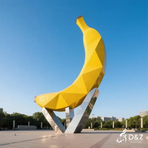Metal Giant Banana Sculpture | Outdoor Geometric Fruit Decor DZN196-5 Metal Giant Banana Sculpture | Outdoor Geometric Fruit Decor DZN196-5