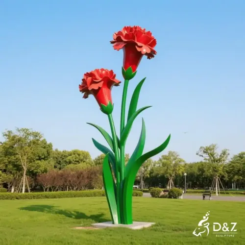 Carnation Sculpture – Large Outdoor Metal Flower Art DZN206-6