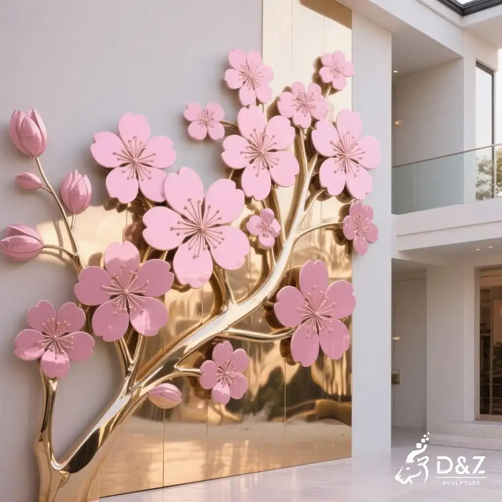 Cherry Blossom Wall Sculpture - Elegant Floral Metal Art DZN213-2