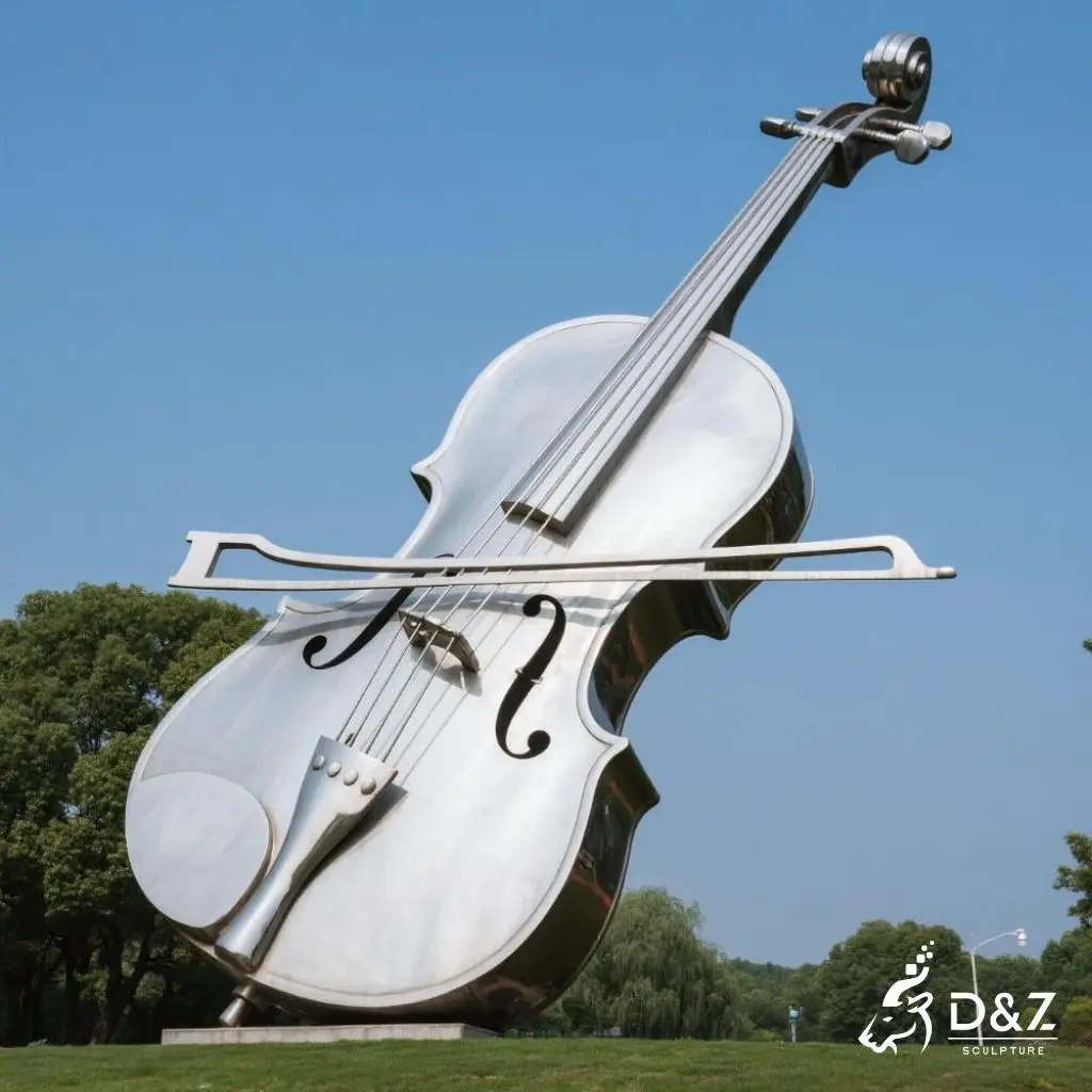Large Metal Violin Sculpture | Urban Landscape Art DZN245-1