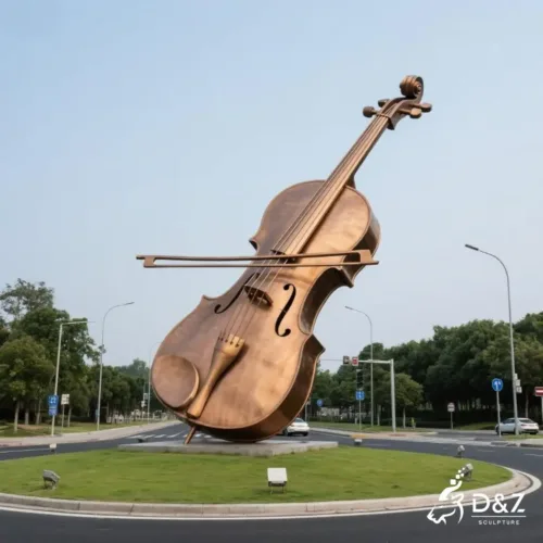 Large Metal Violin Sculpture | Urban Landscape Art DZN245-2