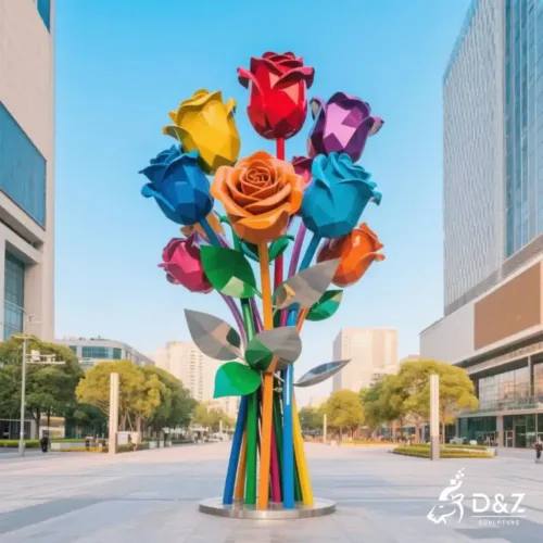 Cluster Eternity Rose Sculpture | Outdoor Metal Flower Art DZN202-7 Cluster Eternity Rose Sculpture | Outdoor Metal Flower Art DZN202-7