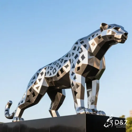 Geometric Leopard Sculpture for Sale | Metal Animal Art DZN271-1 Geometric Leopard Sculpture for Sale | Metal Animal Art DZN271-1