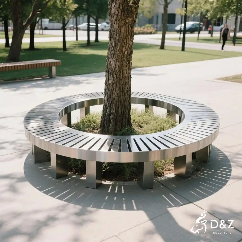 Metal Outdoor Circular Tree Bench | Public Seating DZN258-1